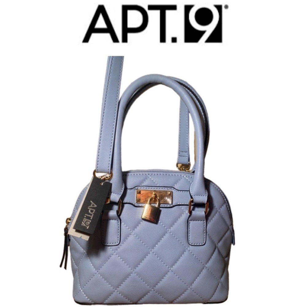 NWT Apt. 9 Quilted Dome Crossbody Purse Dusty Blue Removable Straps